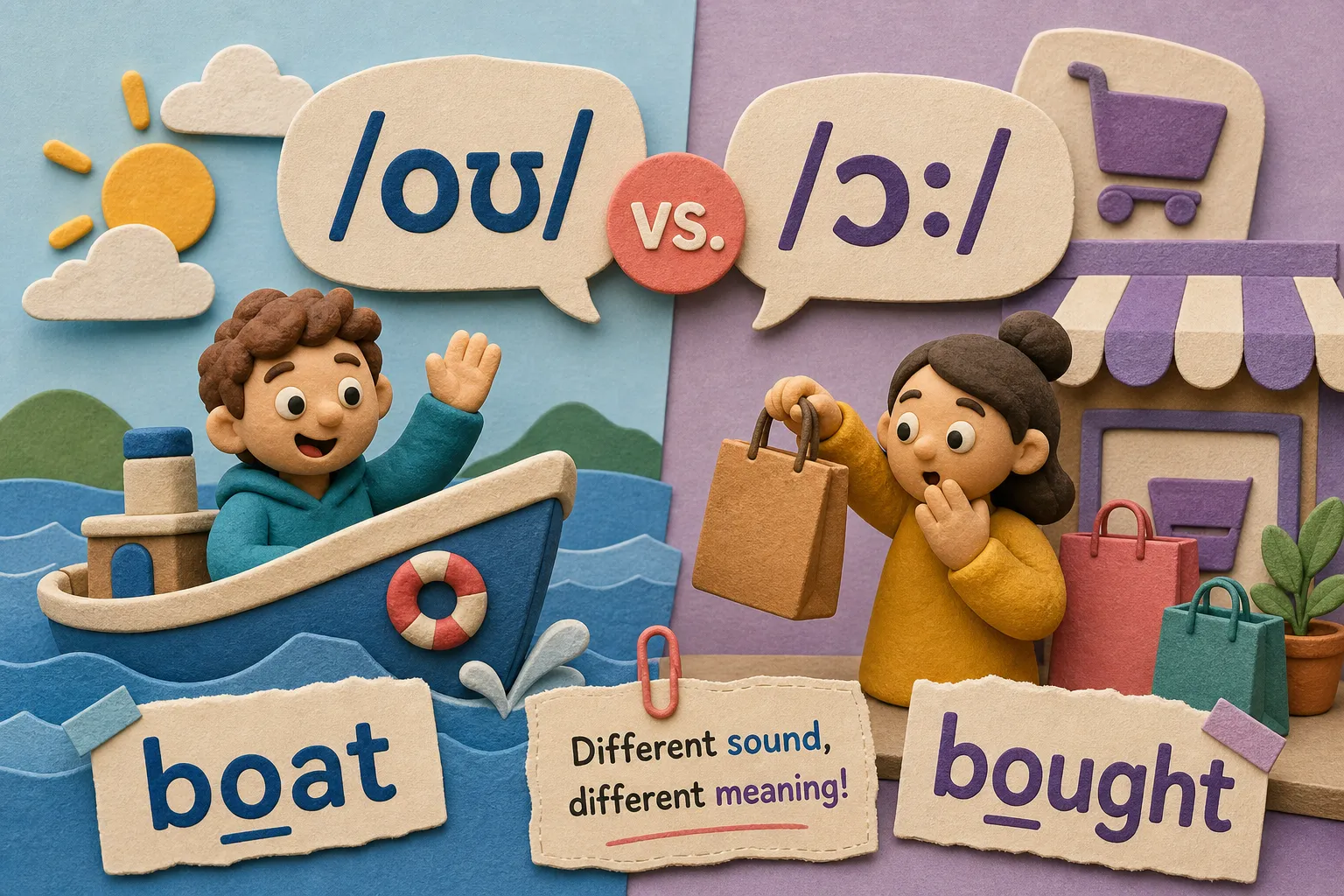 The /oʊ/ vs /ɔː/ Sound: Boat, Bought & More